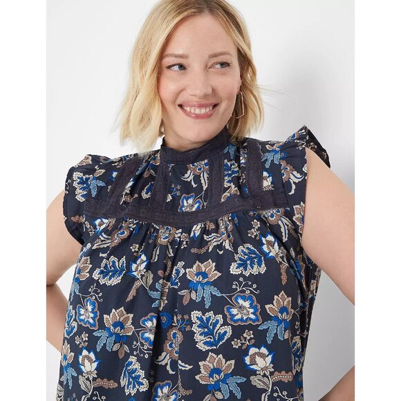 Lane Bryant Classic Ruffle Cap Sleeve Lace Trim Top 16 - Picture 3 of 3